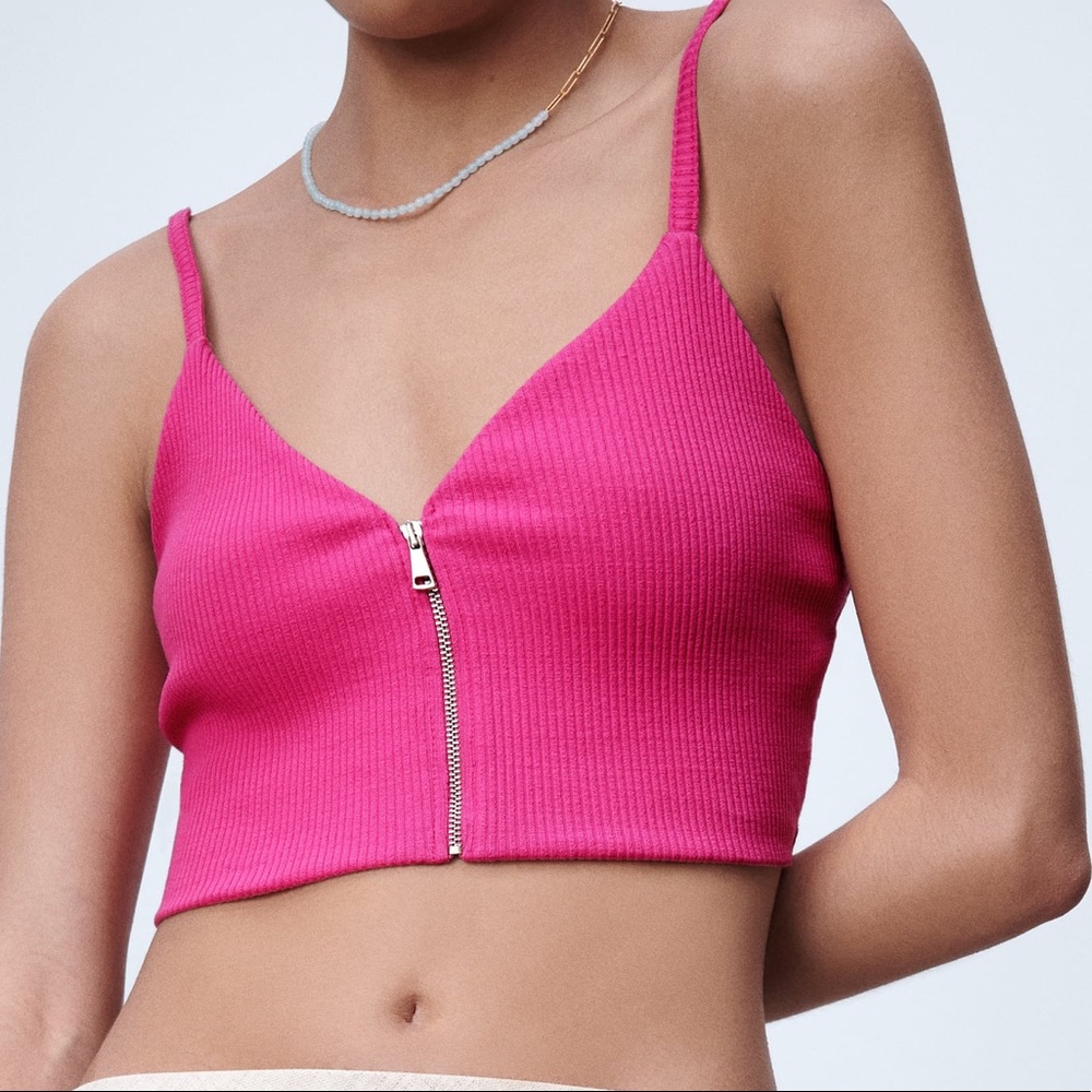 Zara Zippered Rib Top - Picture 2 of 6